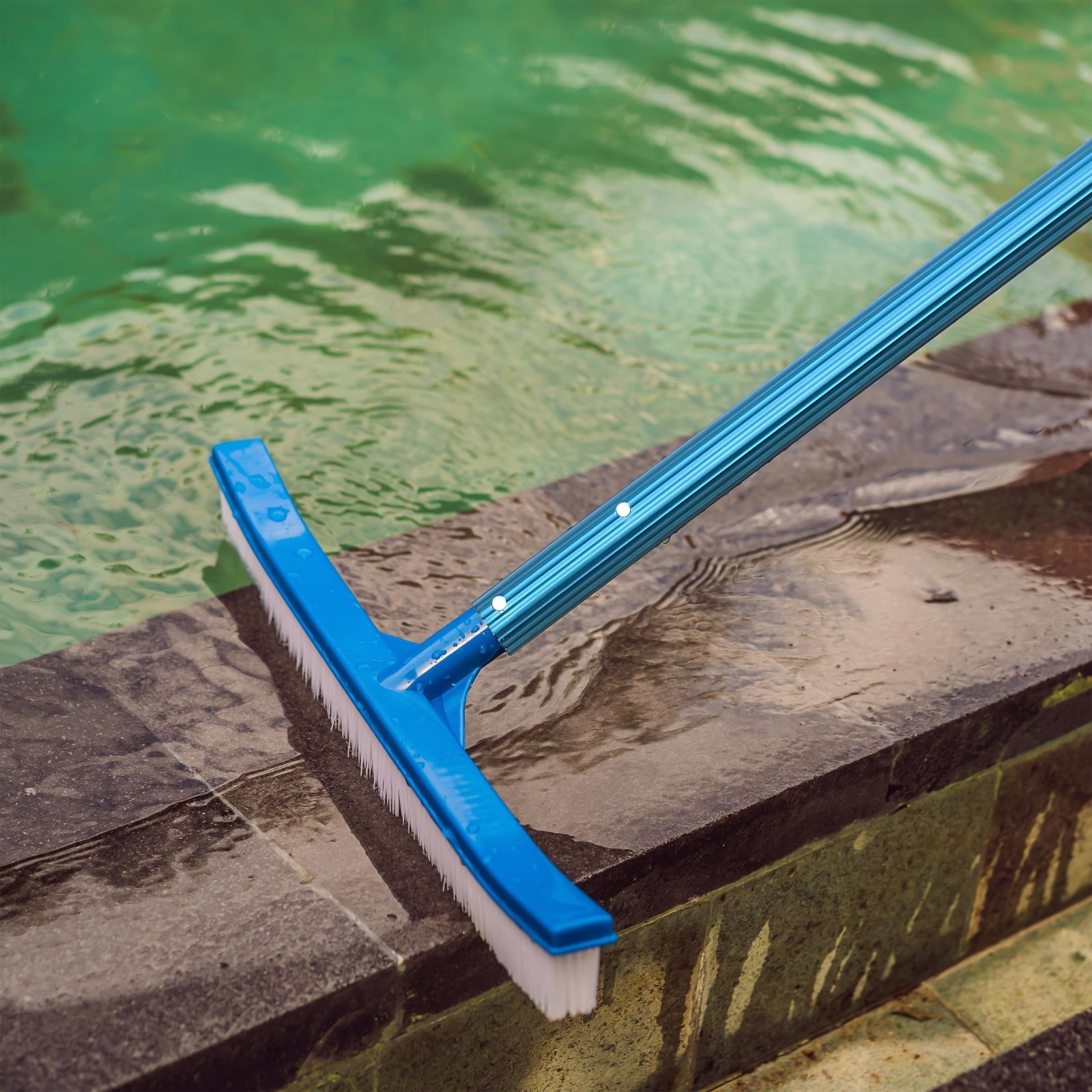 Telescopic Pool Cleaning Pole 12ft Adjustable 3pc Skimmer Brush Maintenance Tool
