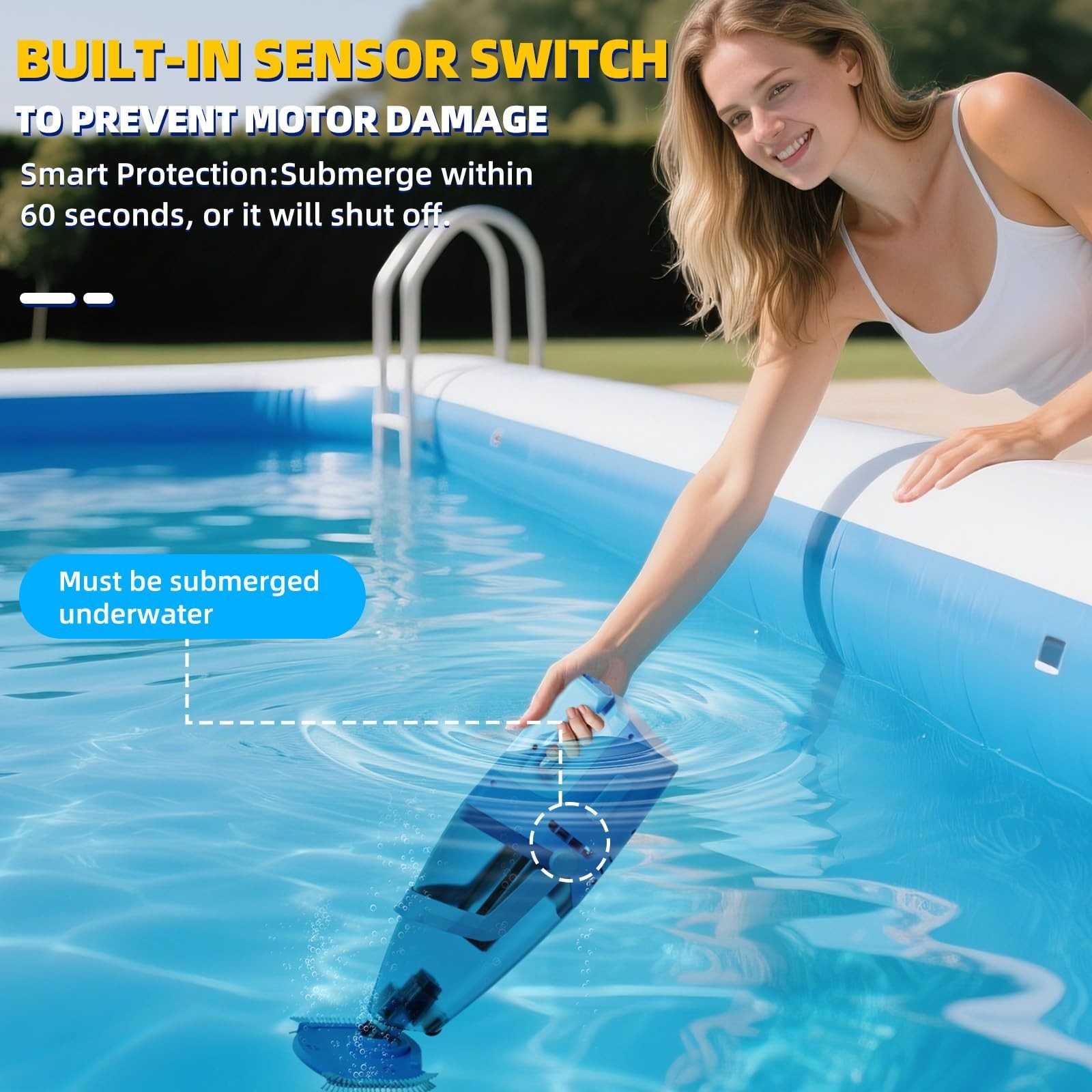 Cordless Pool Vacuum with Telescopic Pole, 26.5 gallons/min Powerful Suction,…