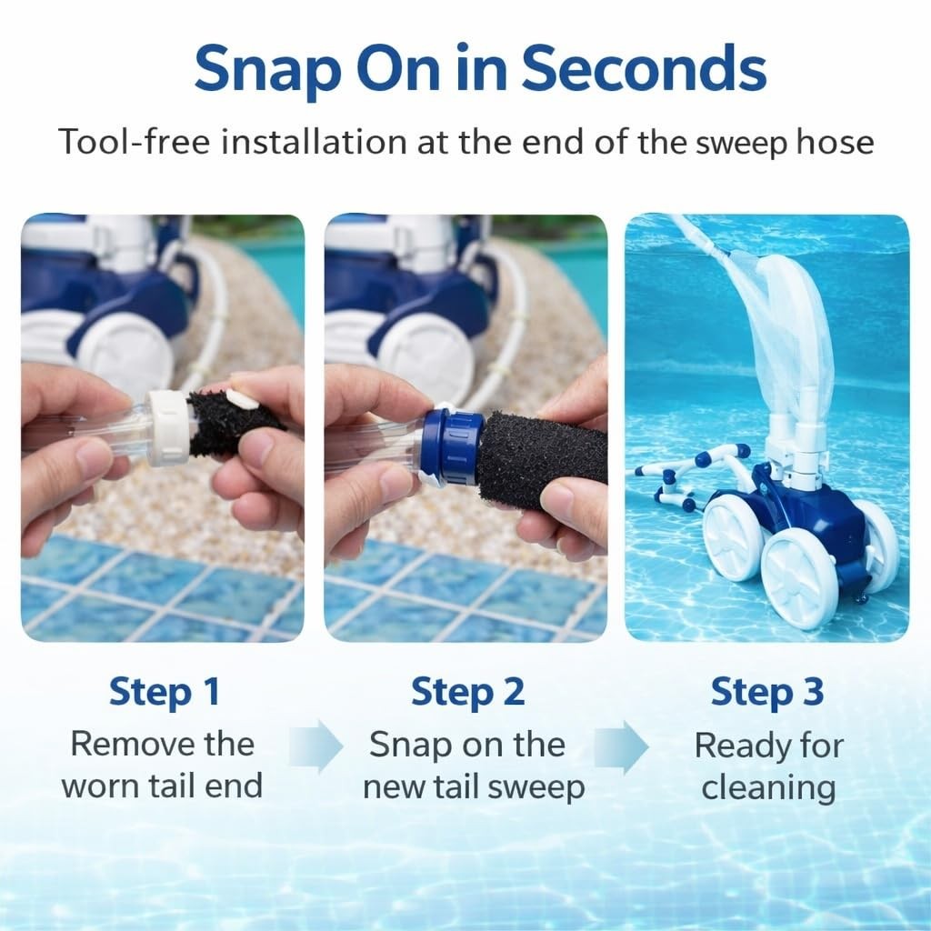 Tail Sweep Pro Replacement, Pool Cleaner Tail Scrubber Kit with 9 Foam Scrubb…
