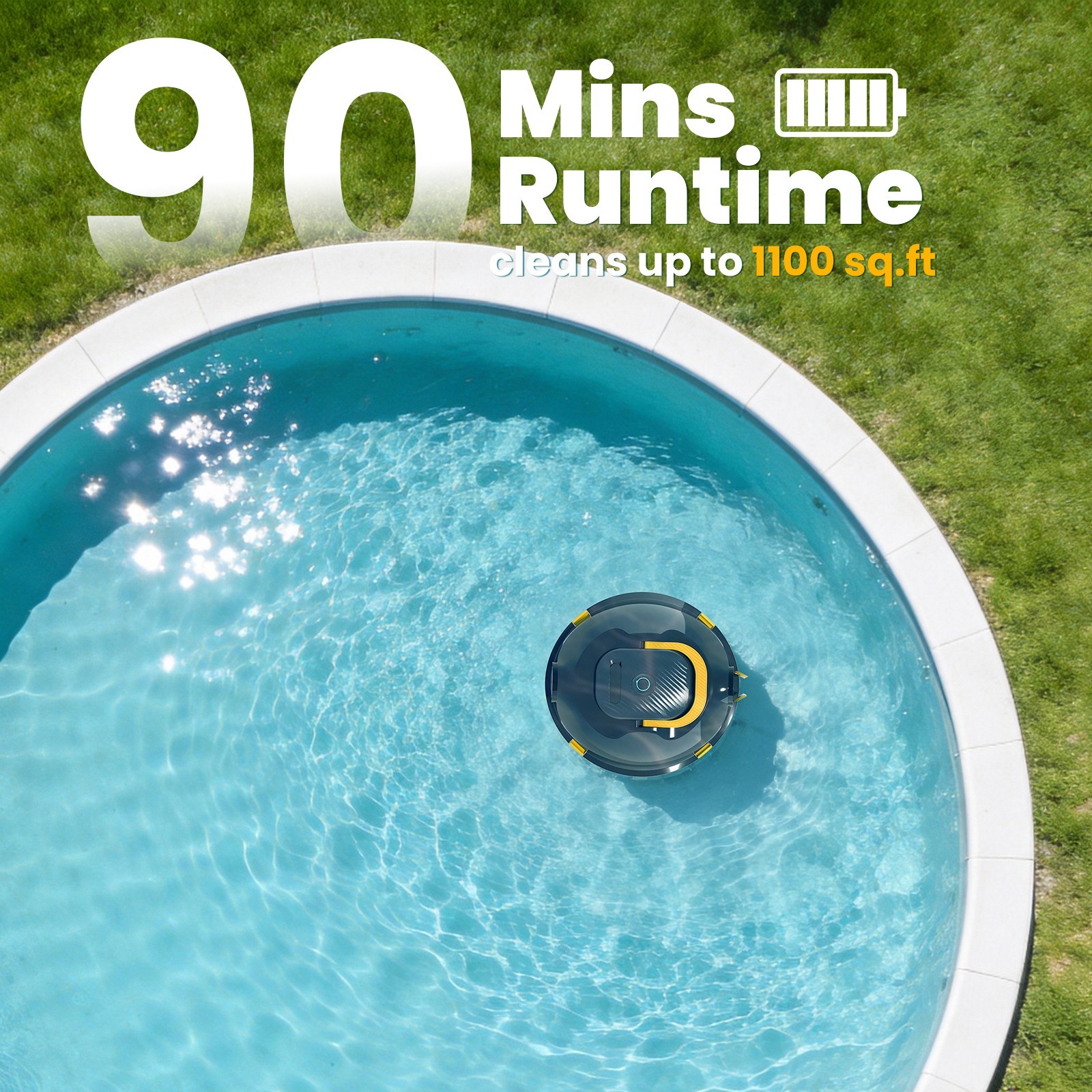 Smart Robotic Pool Cleaner with A Plastic Salvage Hook for Inground & Above pool