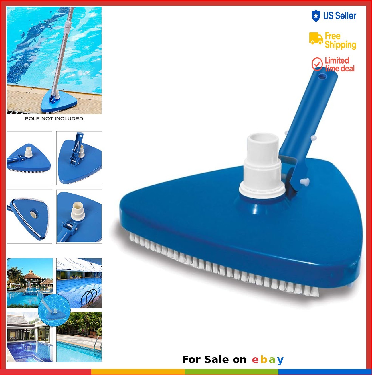 Triangular Pool Vacuum Head Weighted for Above Ground Inground Vinyl Pools