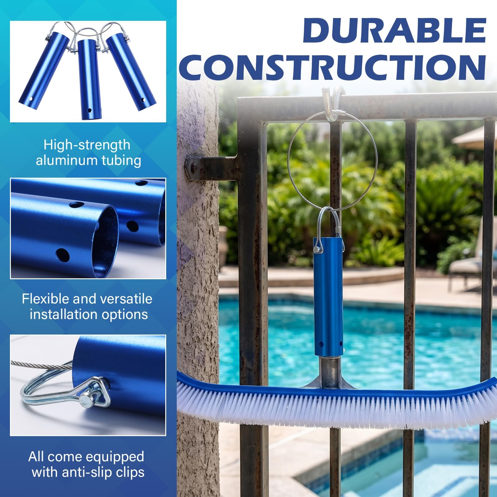 Pool Tool Holder and Organizer, 3 Pcs 1-1/4&Prime; Pool Cleaning Equipment Storage …