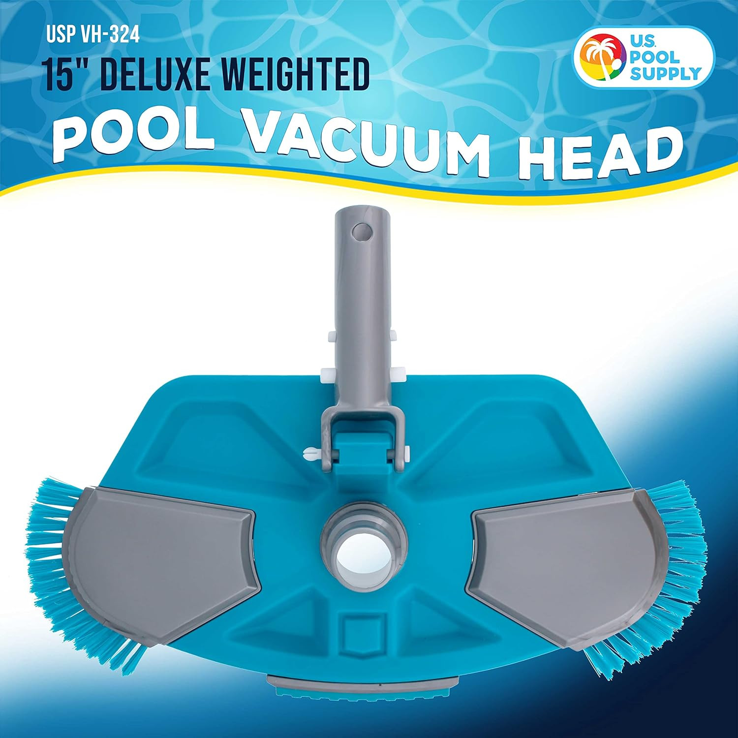 Deluxe Weighted Pool Vacuum Head with Side Brushes, Swivel Connection, EZ Clip H