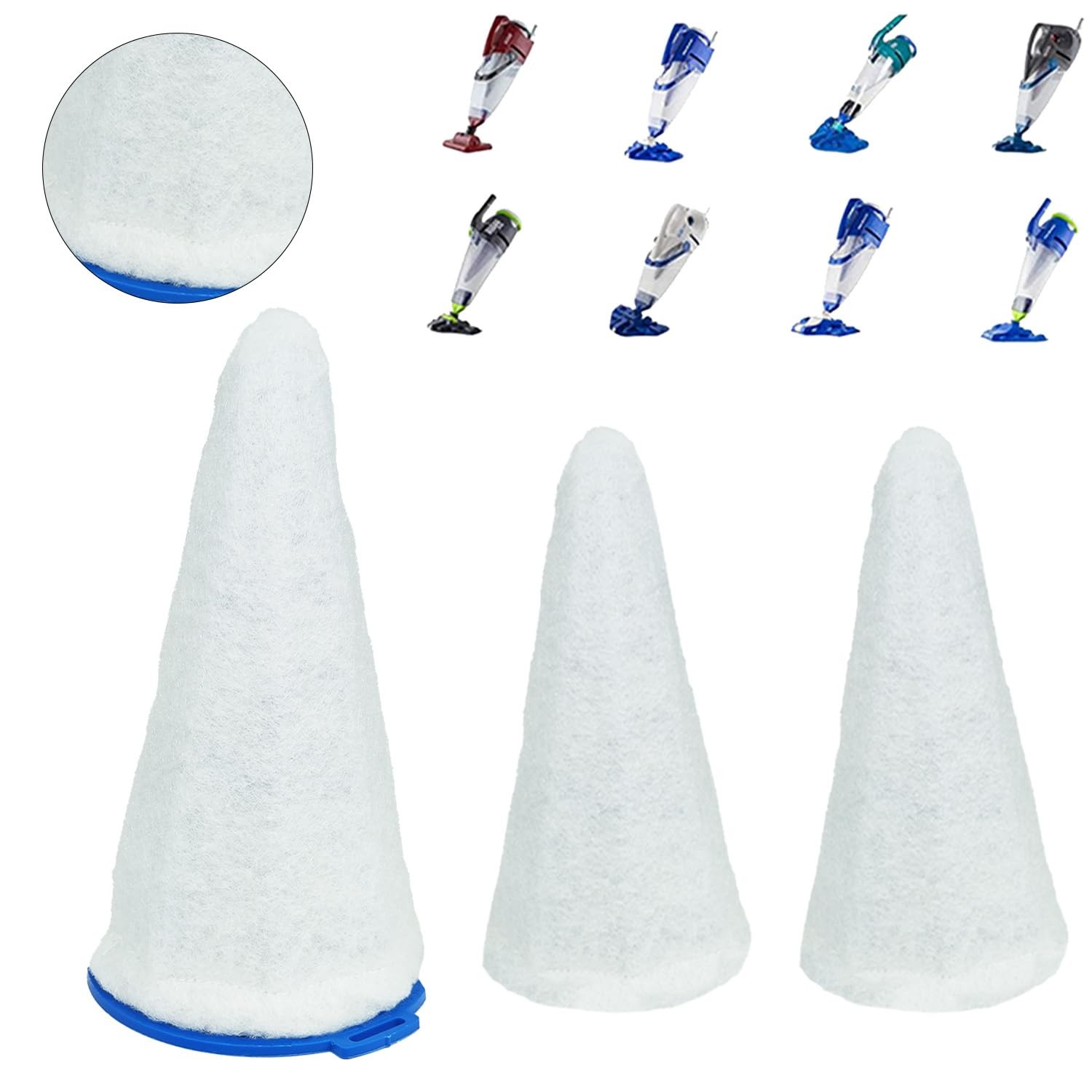 RTPOWER Replacement Vacuum Filter Cotton for 3 + 1 Blue Cone