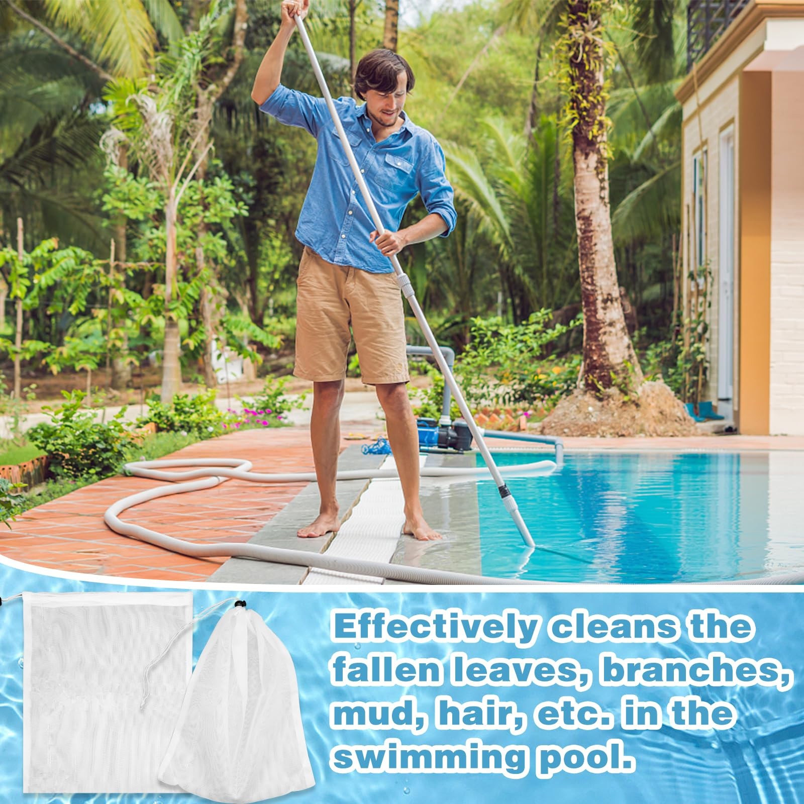 4Pcs Leaf Vacuum Catcher Sweeper Swimming Pool Bag