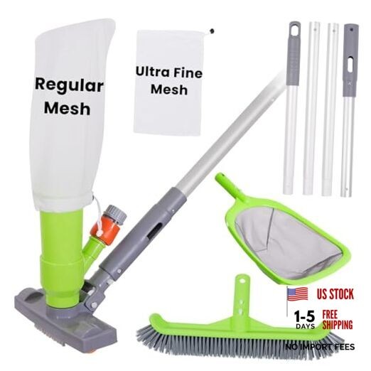 Deluxe Swimming Pool Cleaning Kit with Spa Jet Vacuum Cleaner,Brush, Semi
