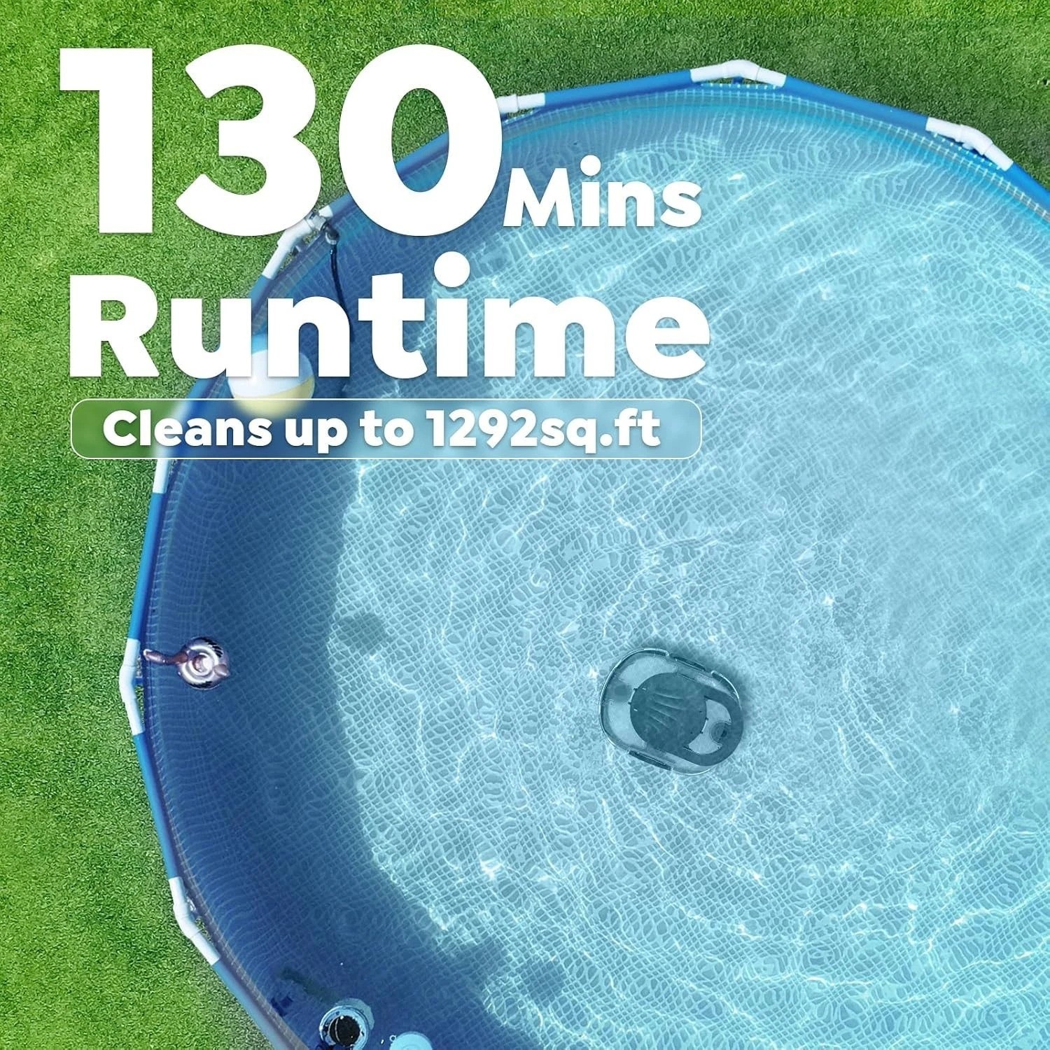 130-Minute Runtime Cordless Pool Cleaner for Effortless Cleaning – Self-Parking