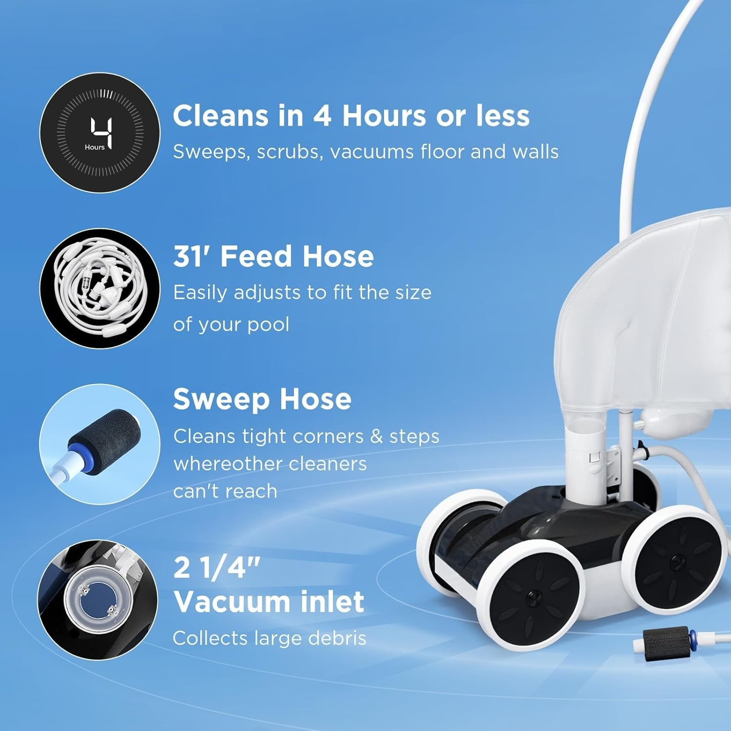 MAKHOON Upgrade Pool Pressure Side Sweeper: Professional Solution For Resi Pools