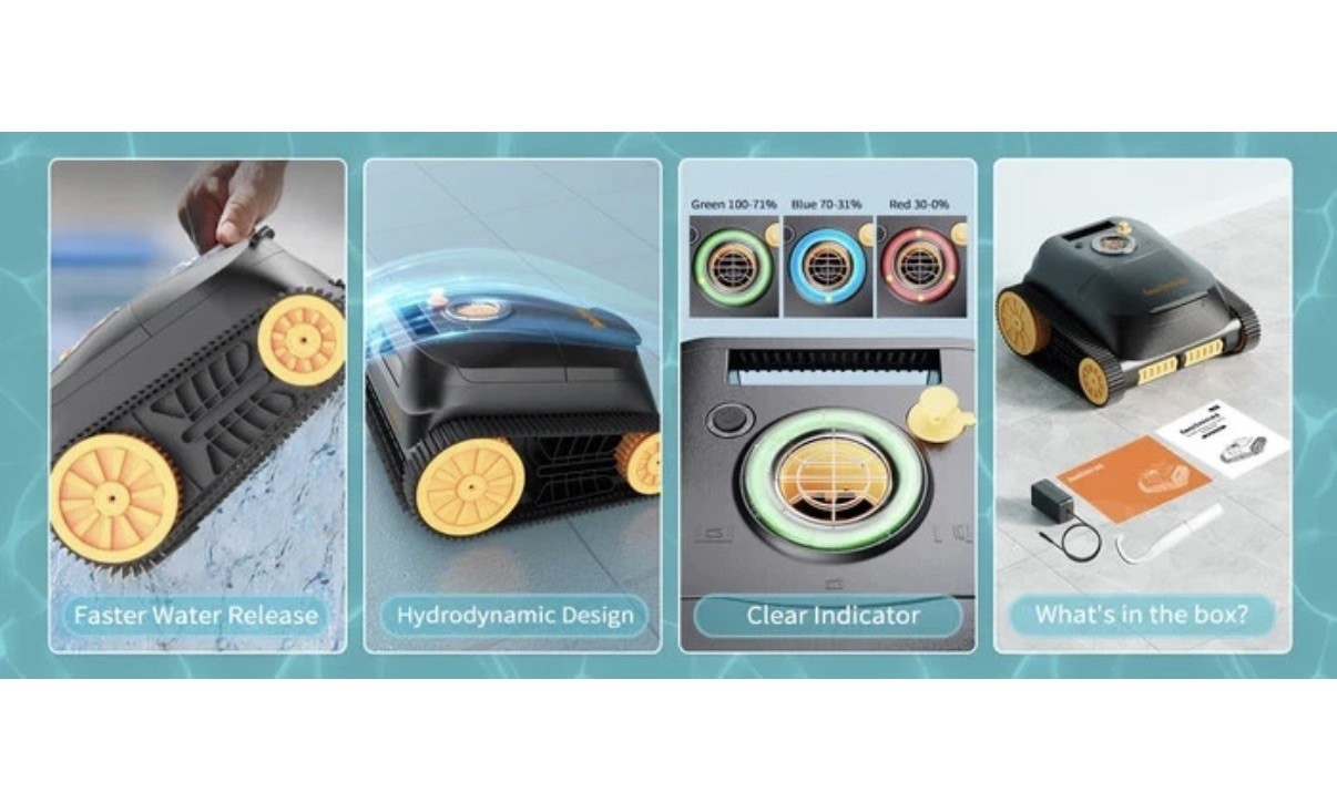 Nebula Cordless Robotic Pool Cleaner Wall Climbing Waterline 3H Runtime