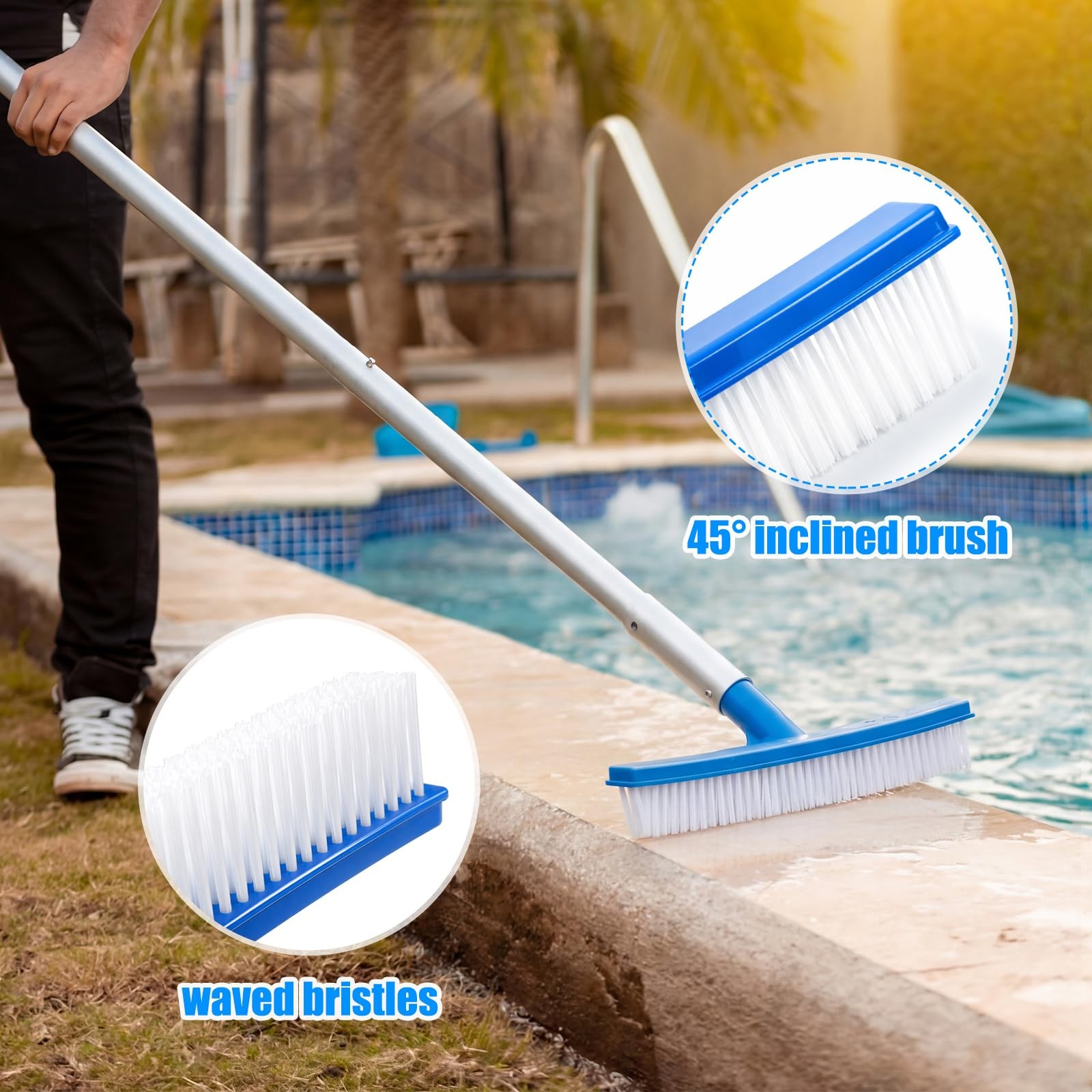 4 Pcs Swimming Pool Cleaning Kit Includes 10 » Pool Brush Head Telescopic Alu…