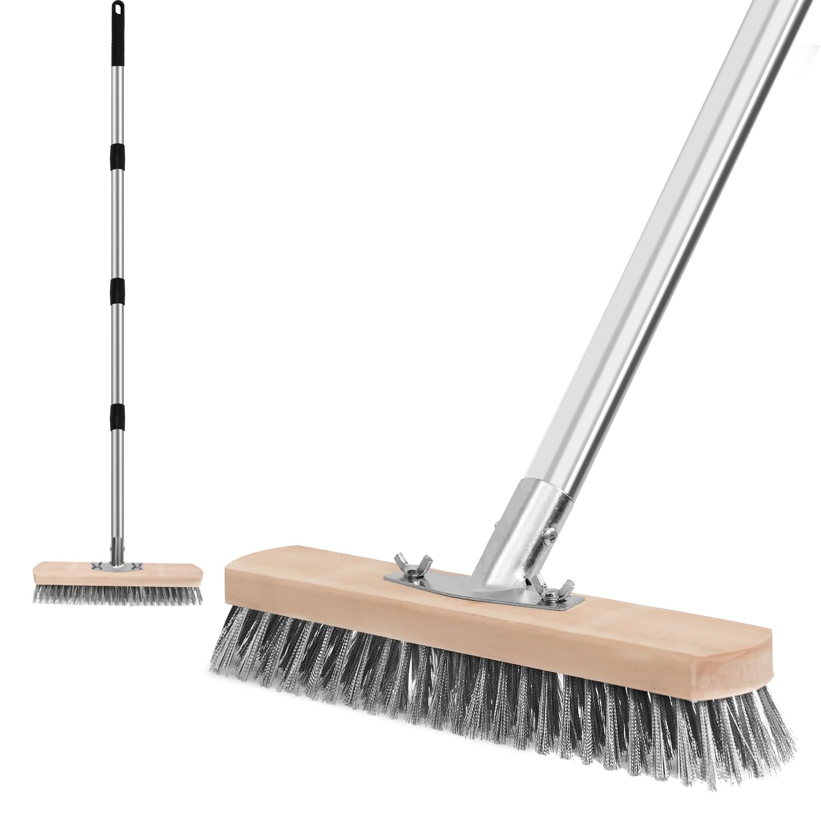 Stainless Steel Wire Scrub Brush with Long Handle, Heavy Duty Floor Scrubber …