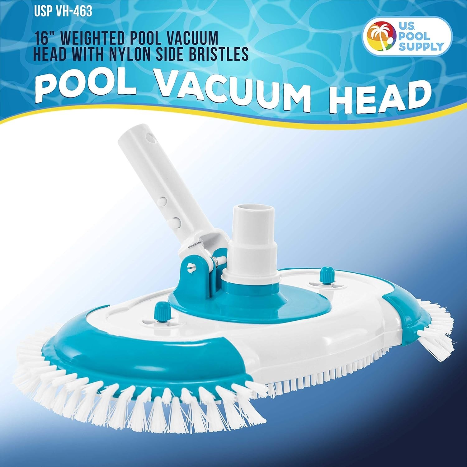 Weighted Pool Vacuum Head 16&Prime; Nylon Side Bristles Swivel Hose Fits 1-1/4&Prime; 1-1/2&Prime;
