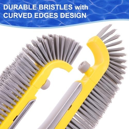 20 Inch Pool Brush Heavy Duty BPT Bristles Aluminum Handle Curved Ends Inground