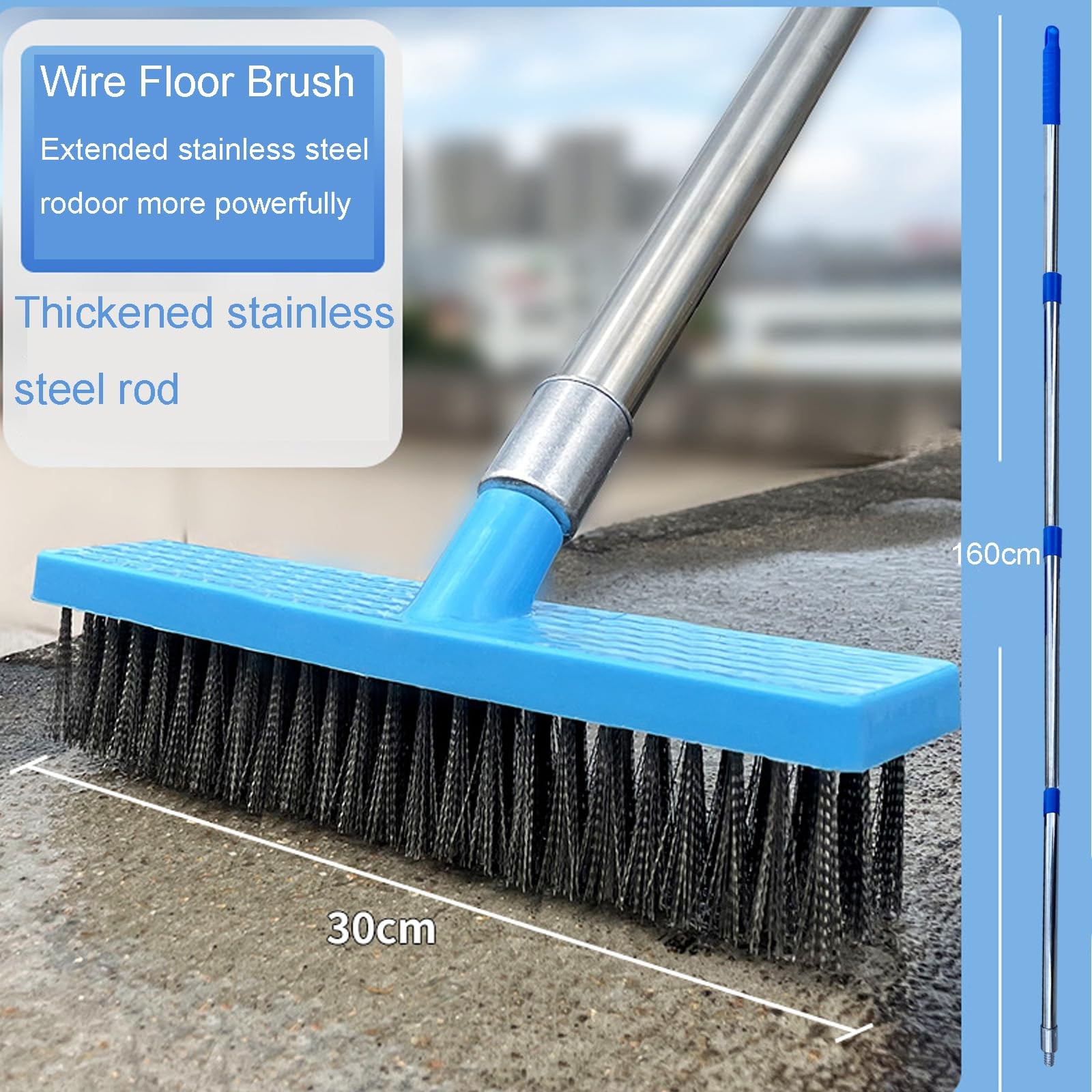 65&Prime; Long Handle Pool Brush – Heavy Duty Stainless Steel Wire Bristle Scrubber…