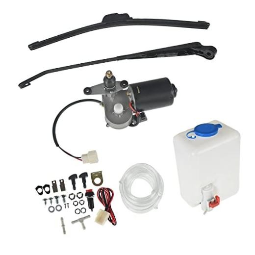 12V Electric Motor Windshield Wiper with Washer Pump Kit Replacement for