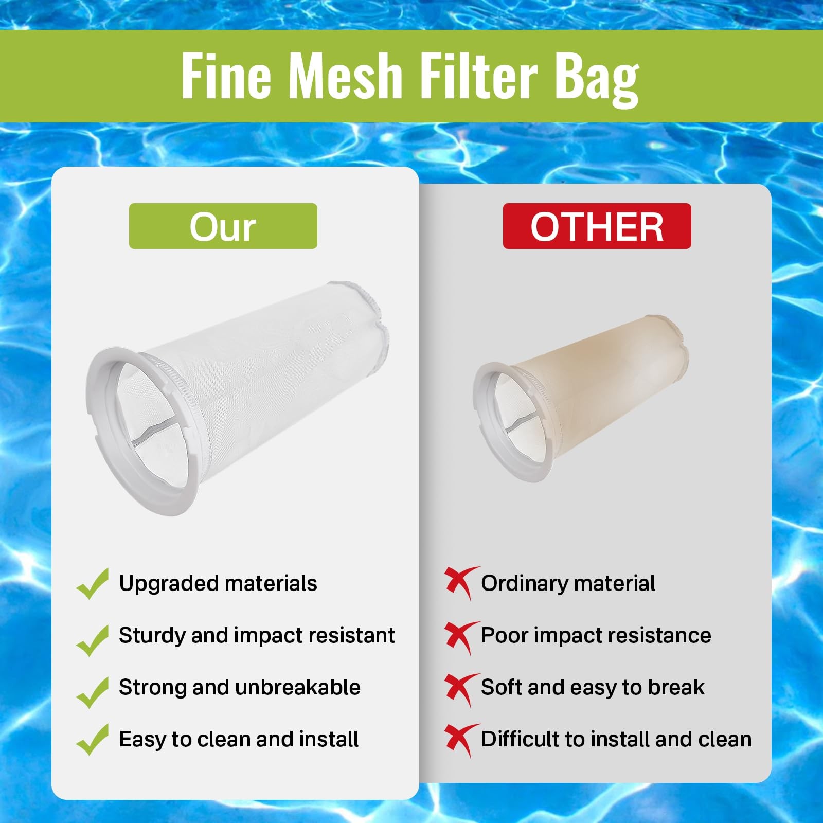 600 Micron Fine Mesh Replacement Bag for Pool Skimmer & Debris Canister