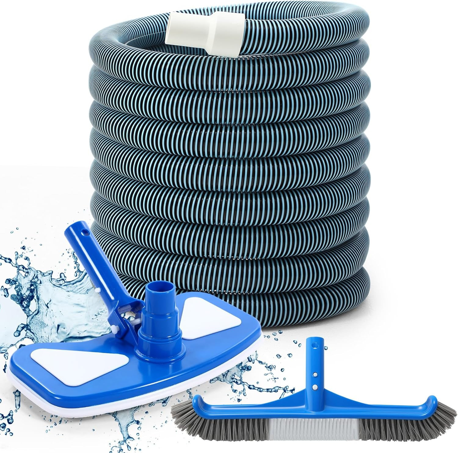 3 Pcs Pool Cleaning Kit Swimming Pool Vacuum Head Hoses 1-1/2&Prime; X 30Ft with Swive