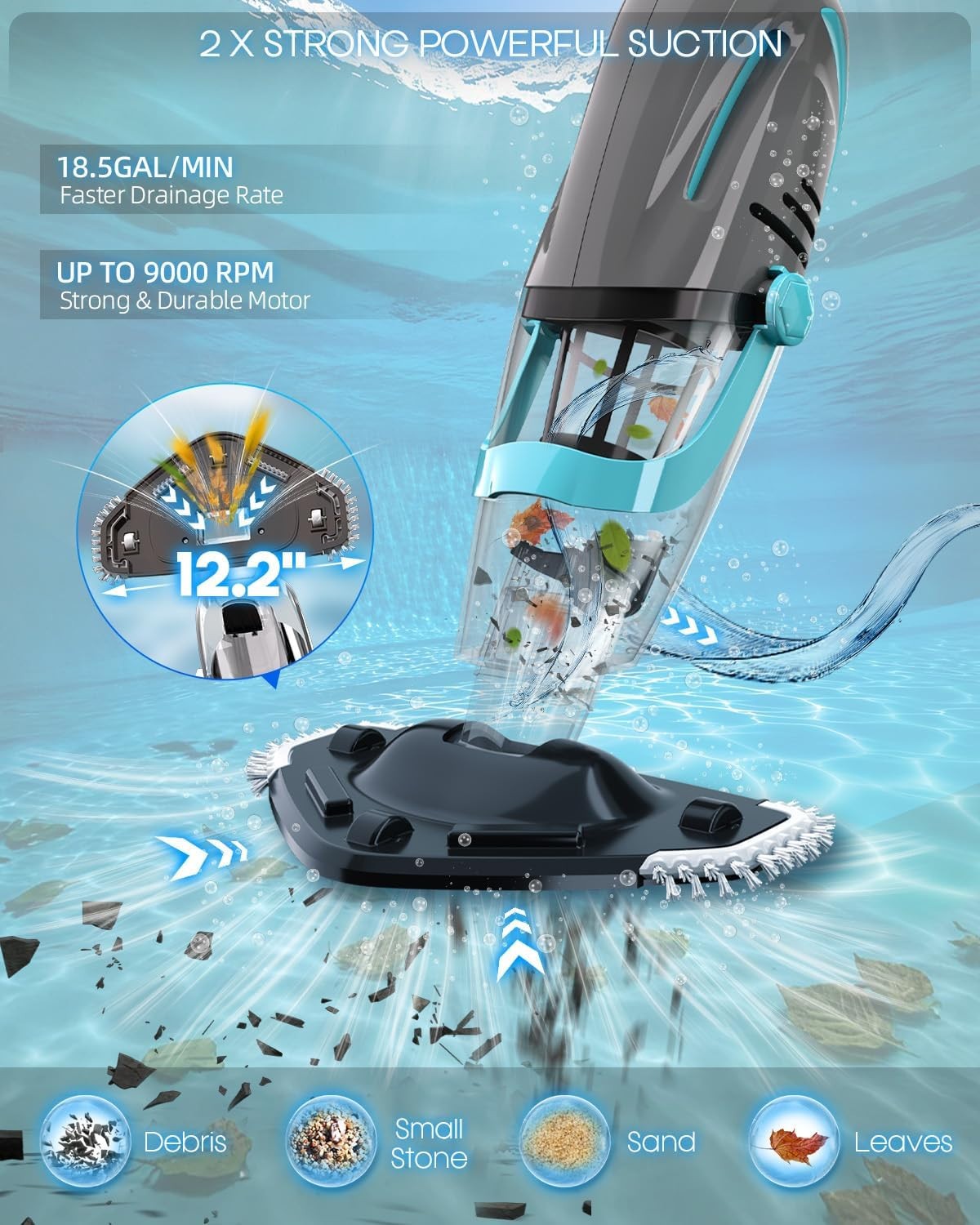 Cordless Handheld Pool Vacuum, Pool Vacuum for above Ground Pool with Telescopic