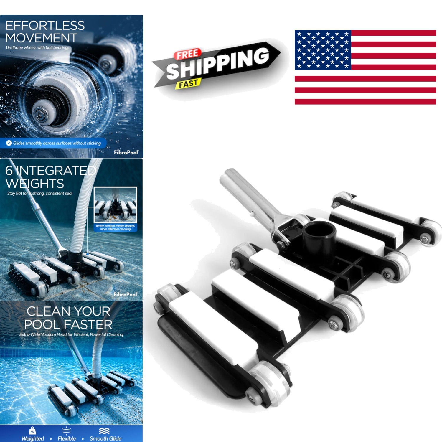 Pool Vacuum Head 14.4 Inch Weighted Design for Inground and Above Ground Pools
