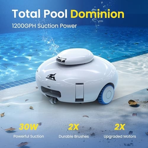 Robotic Pool Cleaner 120 Min Runtime 1200 GPH Suction for Above Ground In