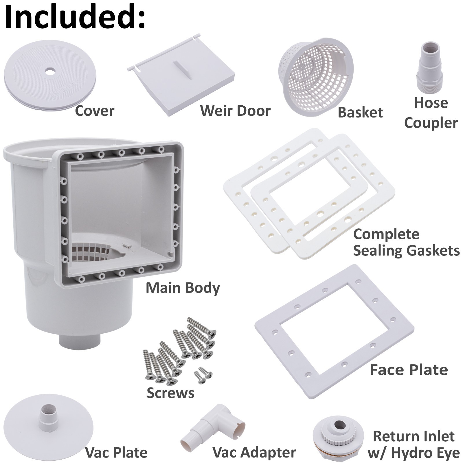 Hydro Tools 8940 Standard ABS Thru-Wall Pool Skimmer
