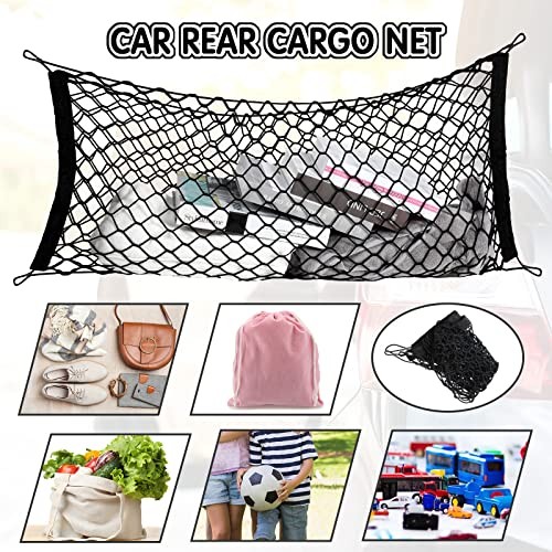 2 Pcs Car Rear Cargo Net, Adjustable Elastic Mesh Cargo 43.3 x 15.7 Inches