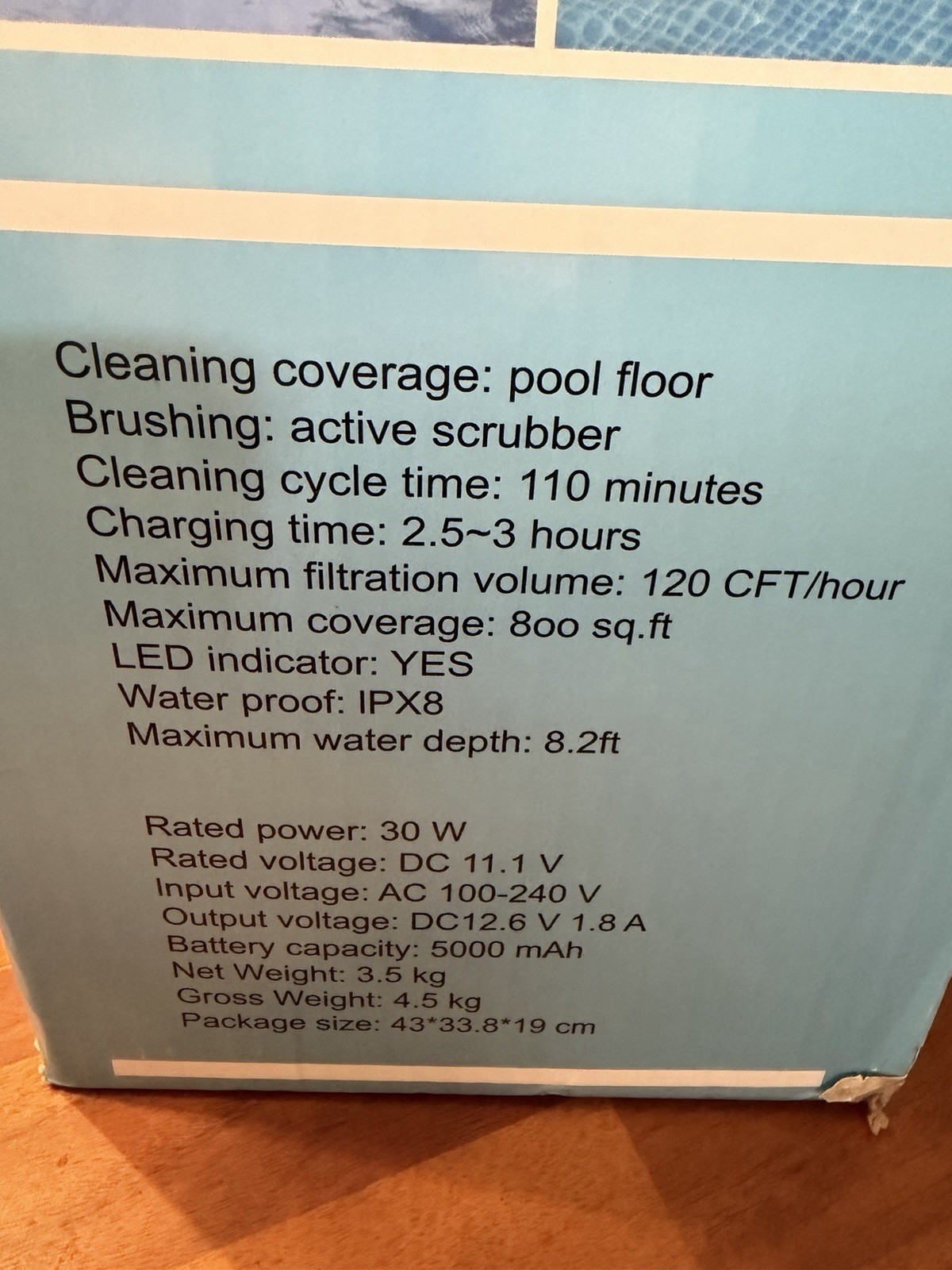 Cordless Robotic Pool Cleaner Dual Motor 110 Min 120 CFT/hr Above-Ground