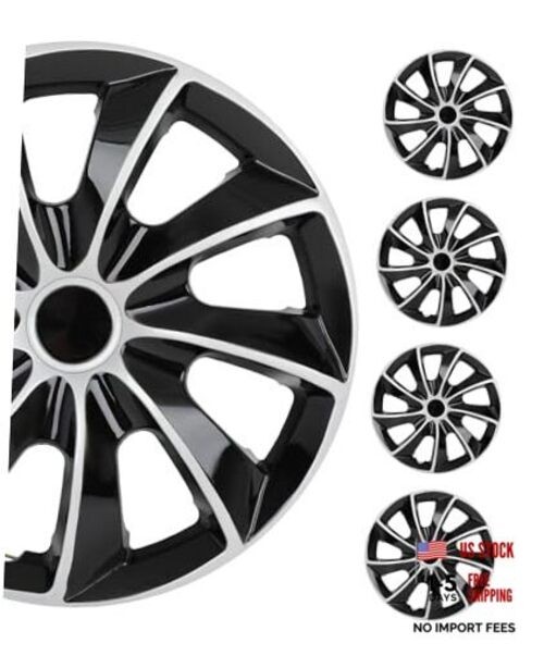 Snap On Hubcap Rimch Auto Tire Replacement Exterior Cap OEM Steel 15 in black