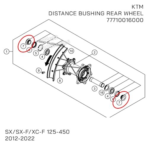 Orange Rear Wheel Spacer Kit Compatible with/Replacement For KTM SX/SX-F/XC-F