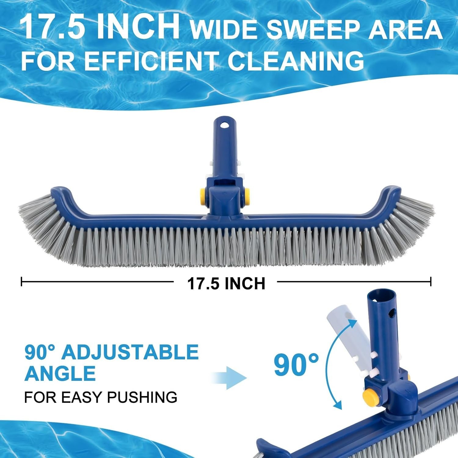 Heavy-Duty 17.5&Prime; Pool Brush with Rotatable Handle for Inground & Vinyl Pools