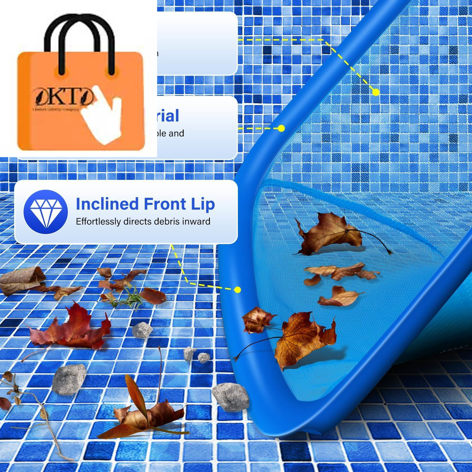 Swimming Pool Cleaning Kit Including 12.5 in Brush inches, Blue