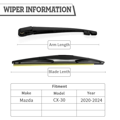 Rear Wiper Arm & Blade Kit,Exact-Fit Replacement for Mazda CX-30 2020-2024,OEM