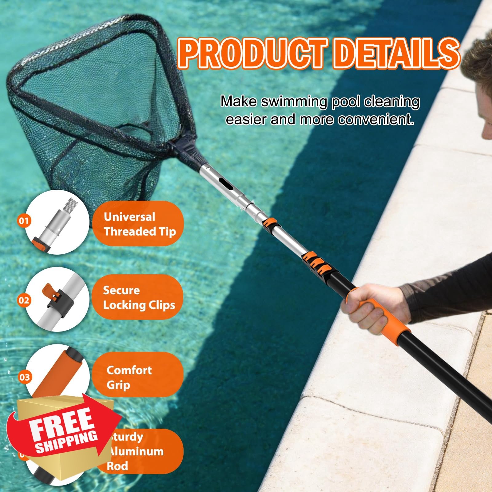 SISUPASSIE 20FT Pool Skimmer Net