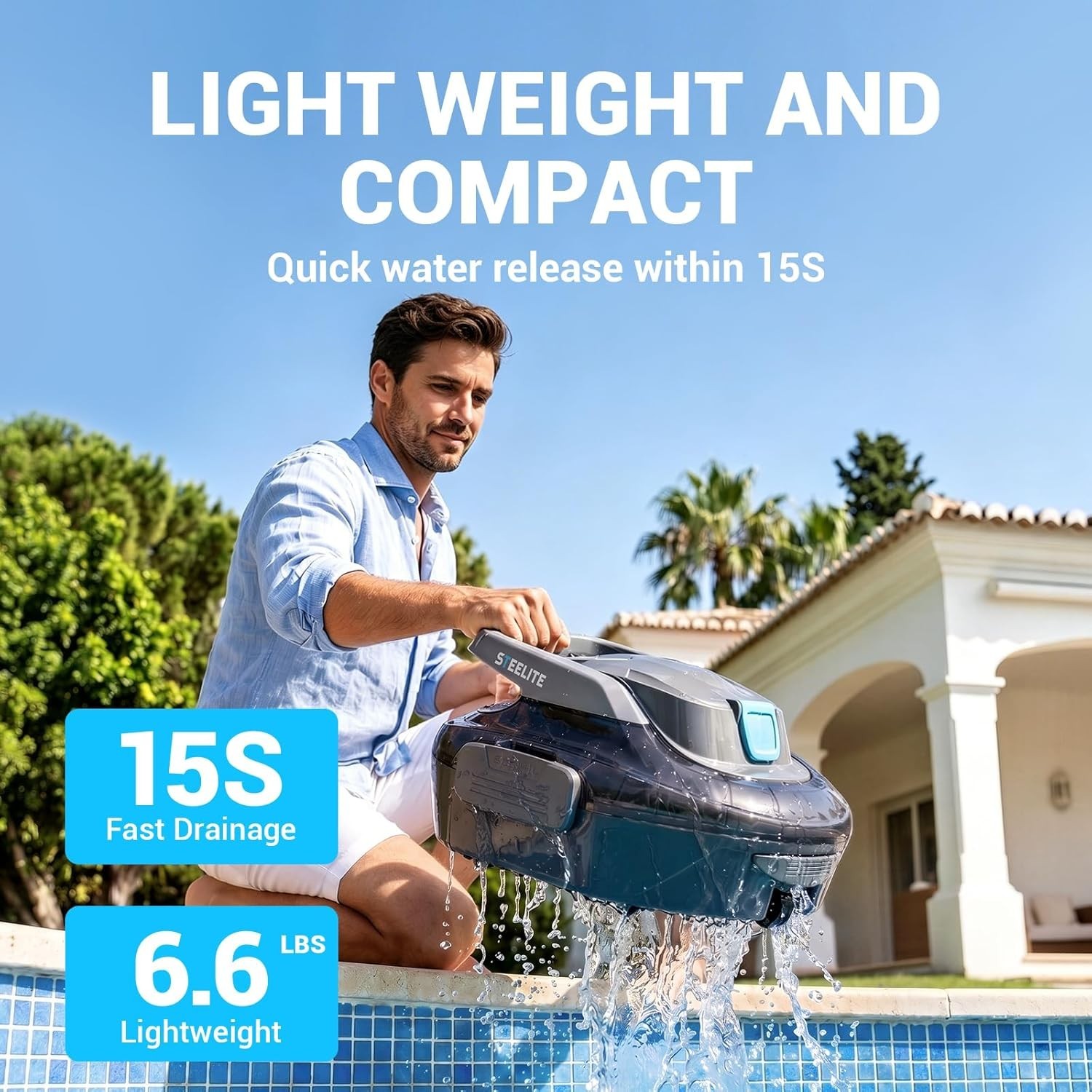 Cordless Robotic Pool Cleaner S7 with Dual Motors 120 Min Runtime Gray