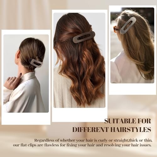 8 Pcs Large Lay Flat Claw Clips for Women – French Side Matte – Multiple Brown