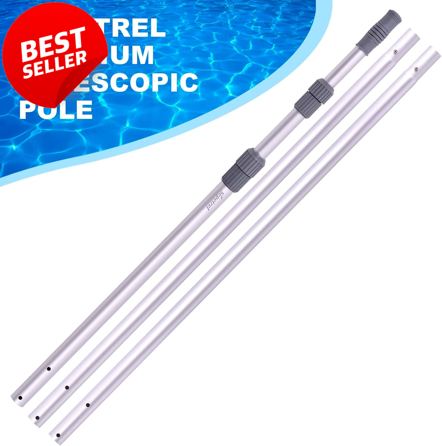 15 Ft Telescoping Pool Pole Adjustable Aluminum Skimmer Net Brush Vacuum – US