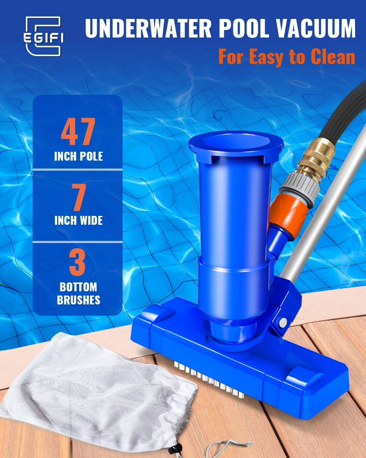 Portable Pool Vacuum for Above Ground/Inground Pool, Pool Cleaner Vacuum with…