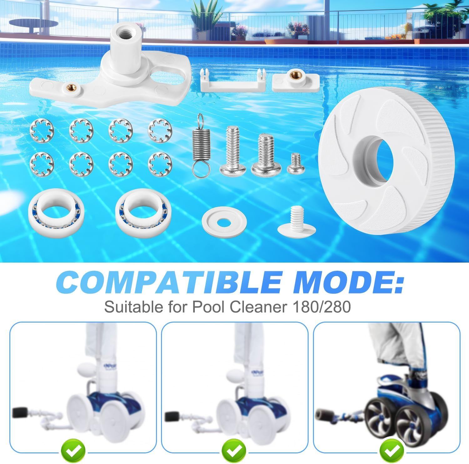 Lyreh Pool Cleaner Idler Wheel Replacement Kit Part for Polaris 280 180, ABS Met