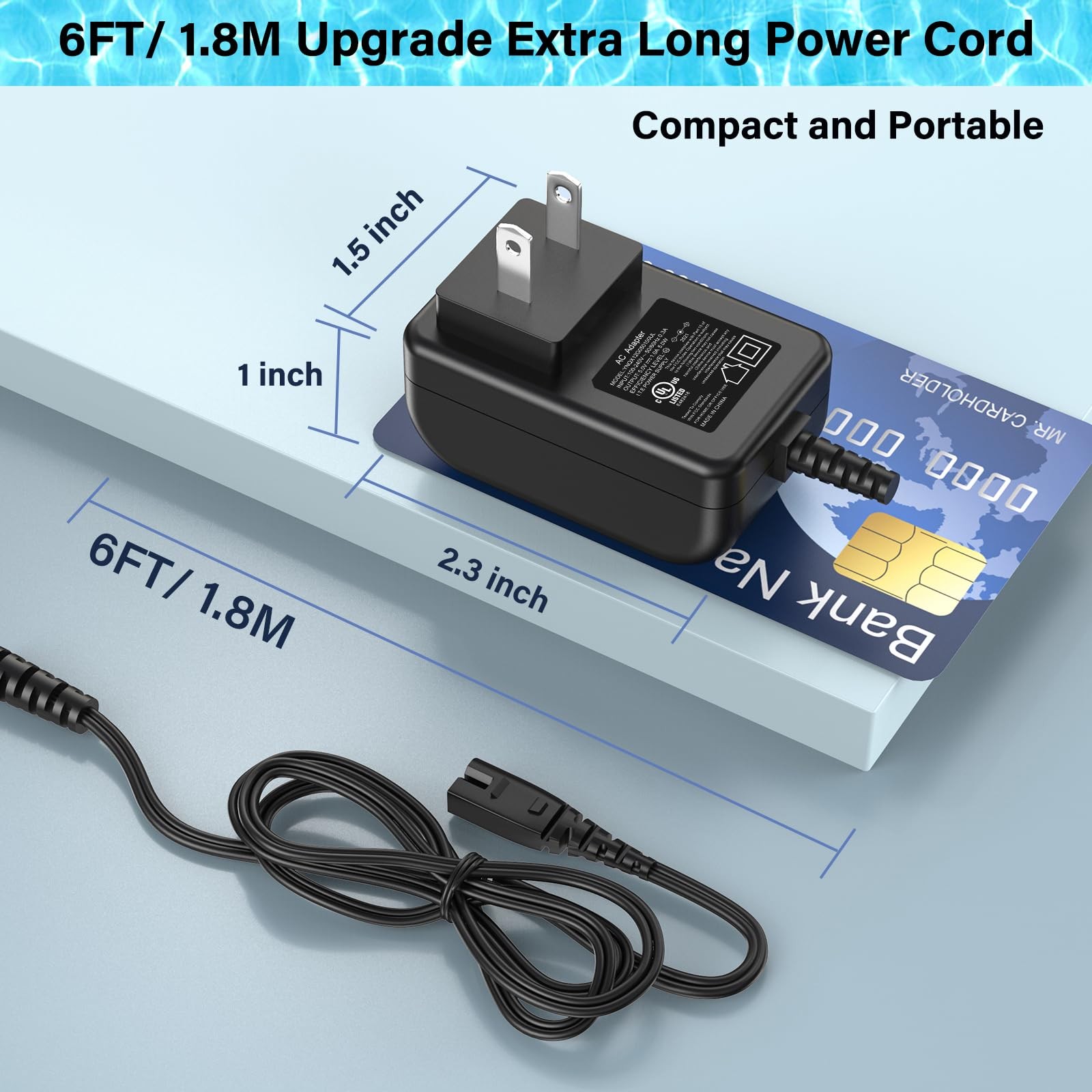 5V Pool Vacuum Cleaner Charger Fit for Intex Rechargeable Handheld BLACK