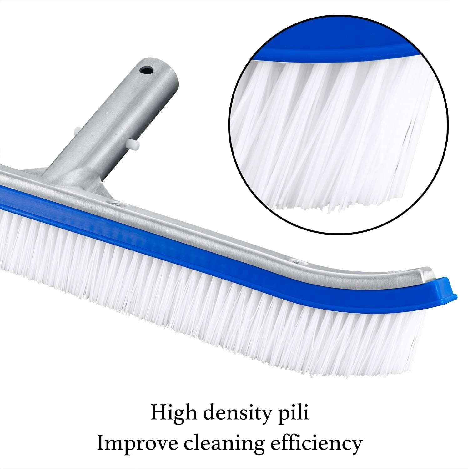 18&Prime; Curved Wall Floor Brush w/Aluminum Handle for In/Above Ground Swimming Pool