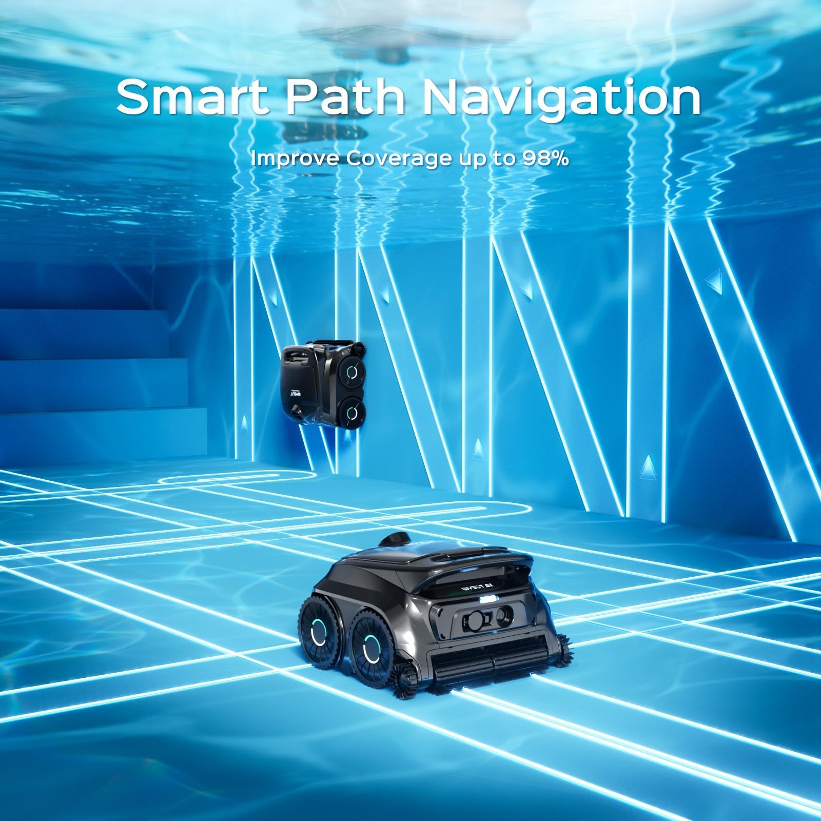 WYBOT B1 Robotic Pool Cleaner Cordless Wall & Waterline Cleaning Self-Parking