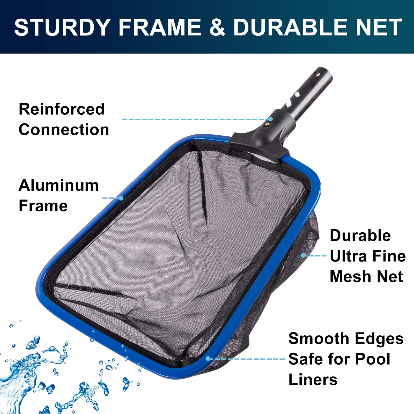 Ultra Fine Mesh Pool Skimmer Net for Efficient Debris Removal, Aluminum Frame