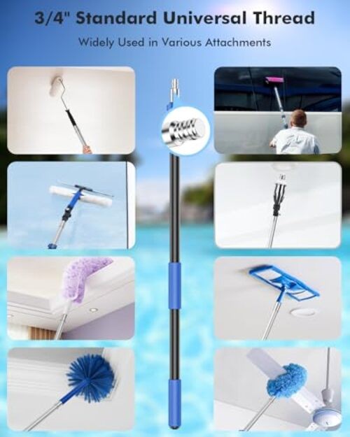 Pool Pole Telescopic 16FT Heavy Duty Upgraded Aluminum, 16 Ft 16 FT Upgrade