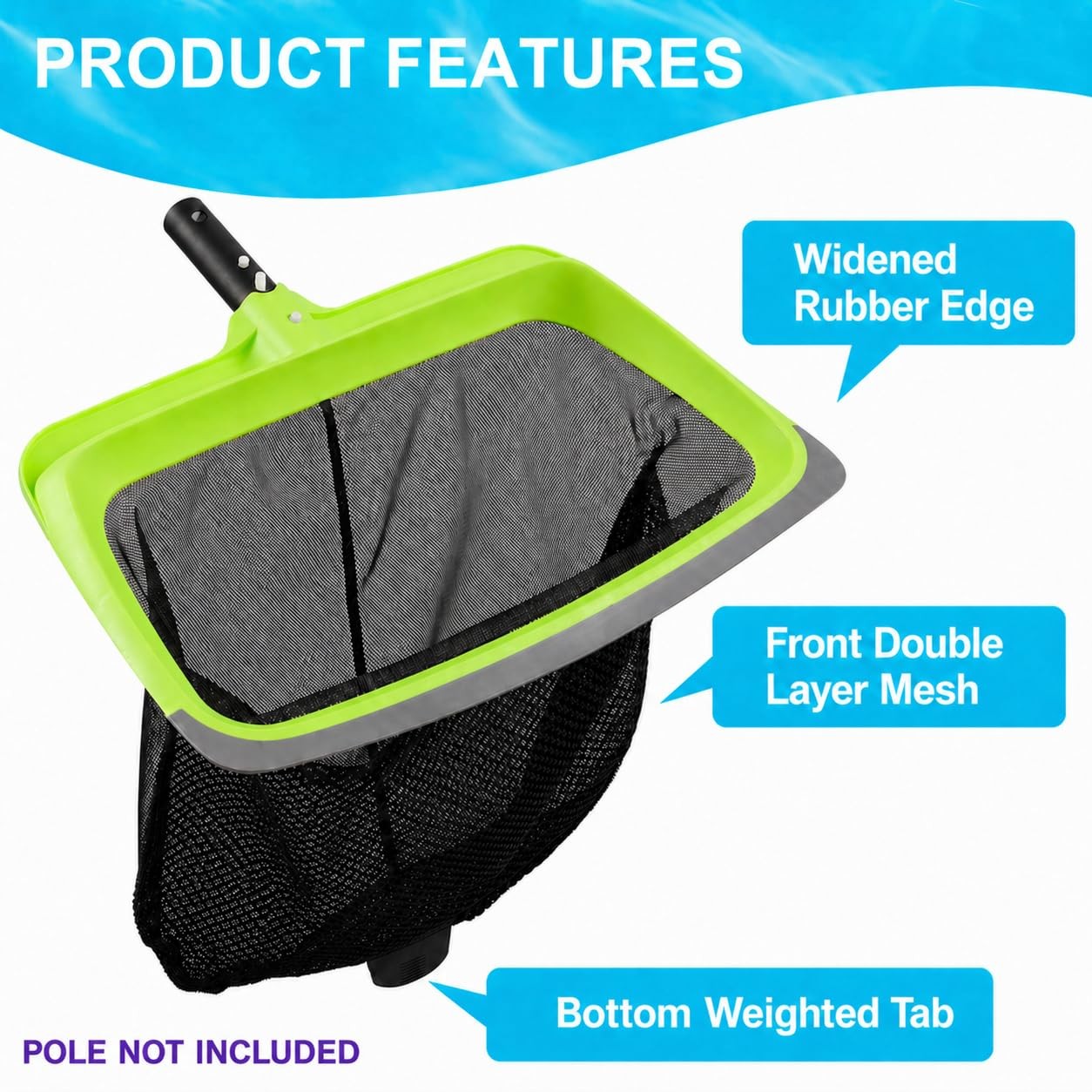 Deluxe Swimming Pool Cleaning Kit Including Rubber Edge Skimmer Net,17.5&Prime; Poo…