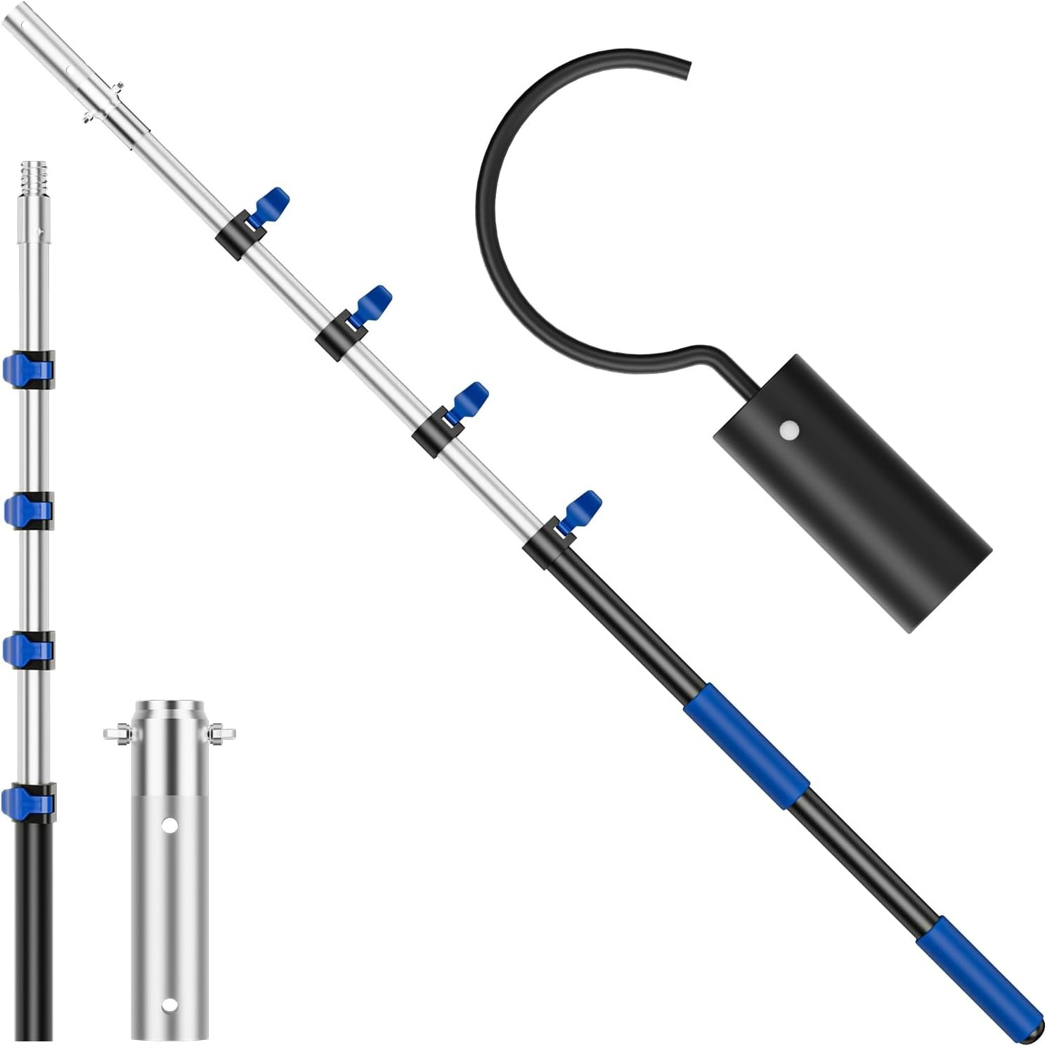 16 Ft Telescopic Pool Pole with Robotic Pool Cleaner Hook, Extendable Aluminu…
