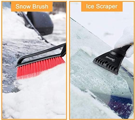 Red 27&Prime; Snow Brush & Ice Scraper with Ergonomic Foam Grip – Detachable