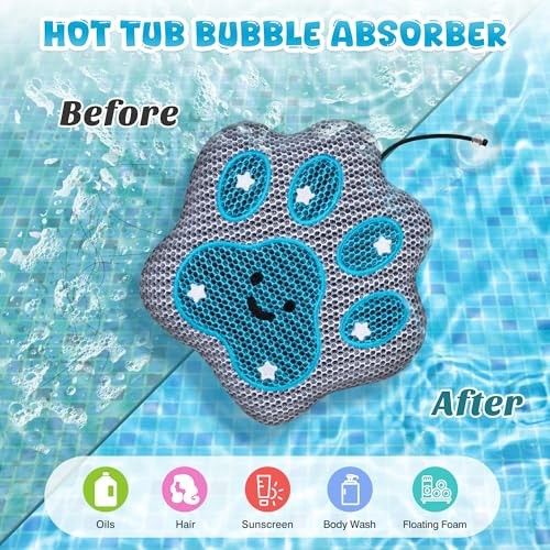 Cute Paw Hot Tub Scum Absorber – Reusable Oil Absorbing Sponge & Paw 2 Pack
