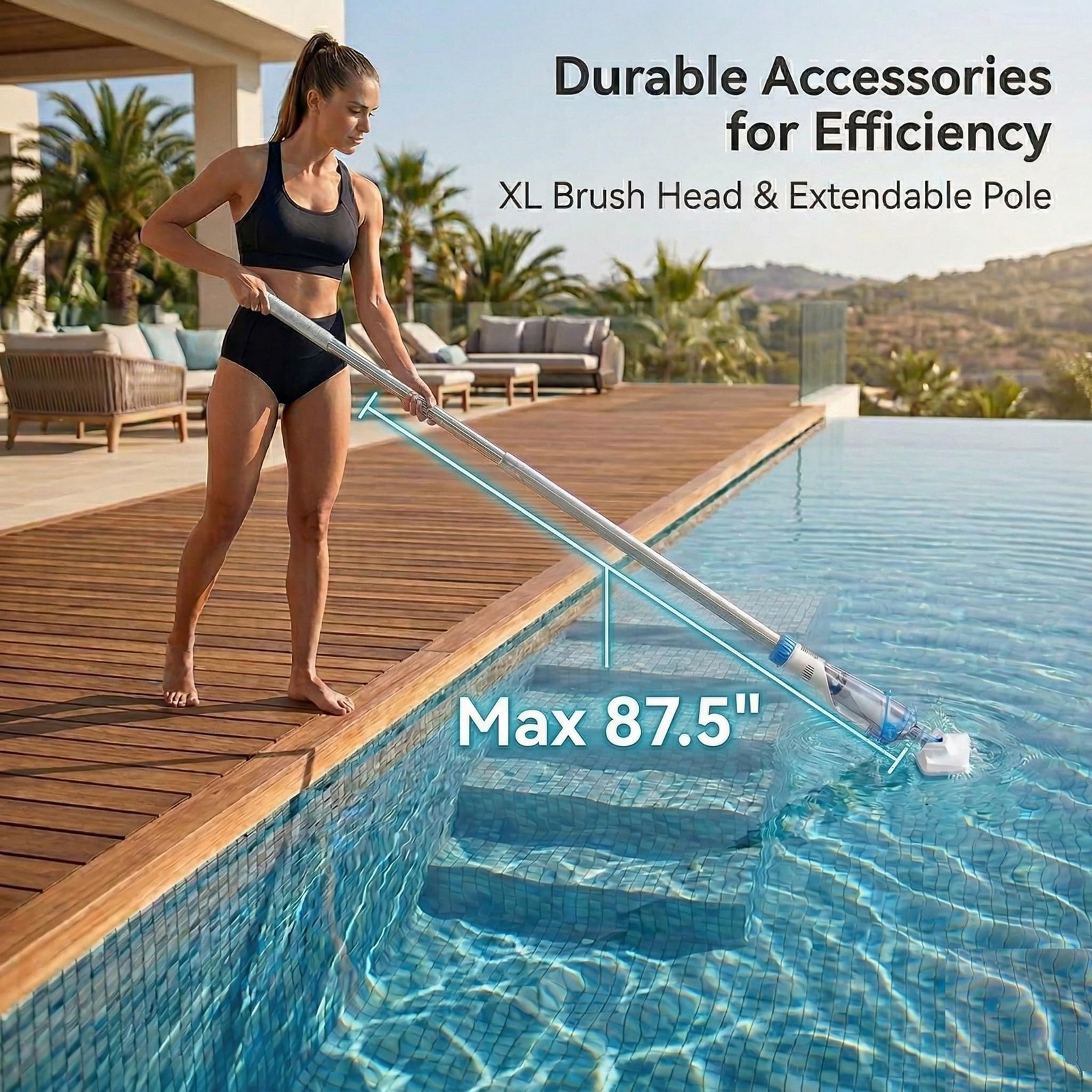 Pool Vacuum for Above Ground Pool & Inground Pool, Rechargeable Handheld Clea…