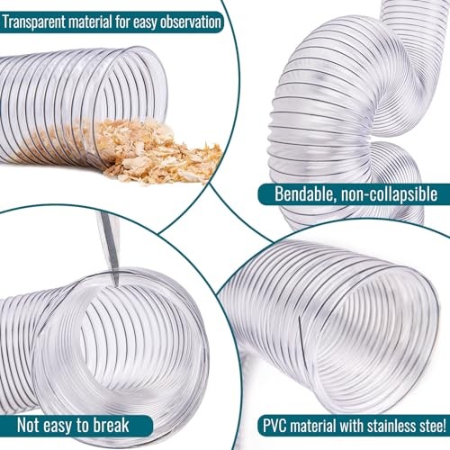 4&Prime; X 10&prime; Dust Collection Flexible Hose with 4 In Clamp Heavy Duty Pvc Dust