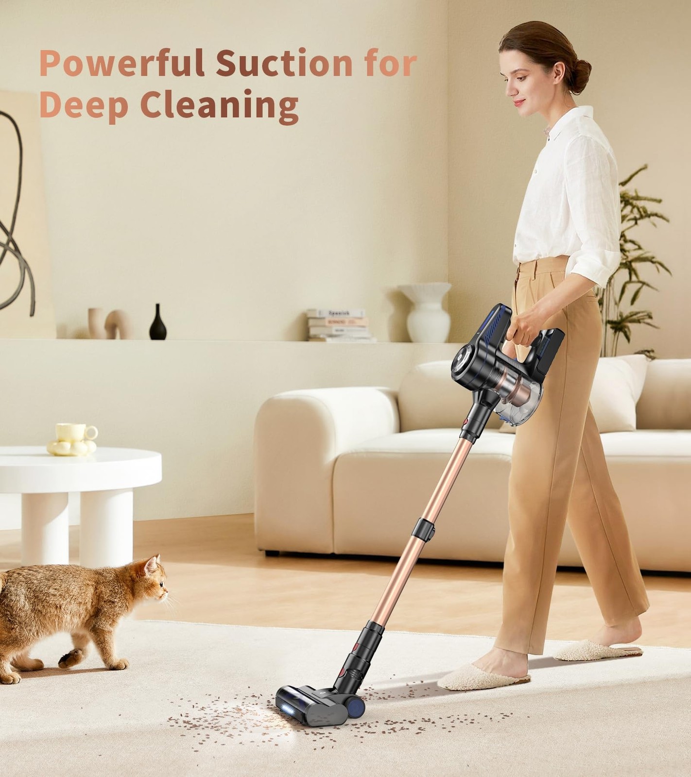 NADALY Cordless Vacuum Cleaner, Powerful Stick Vacuum with 45min Runtime, Ant…